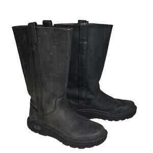 Chaco Credence Tall Dark Grey Leather Boots Womens Size 6.5
